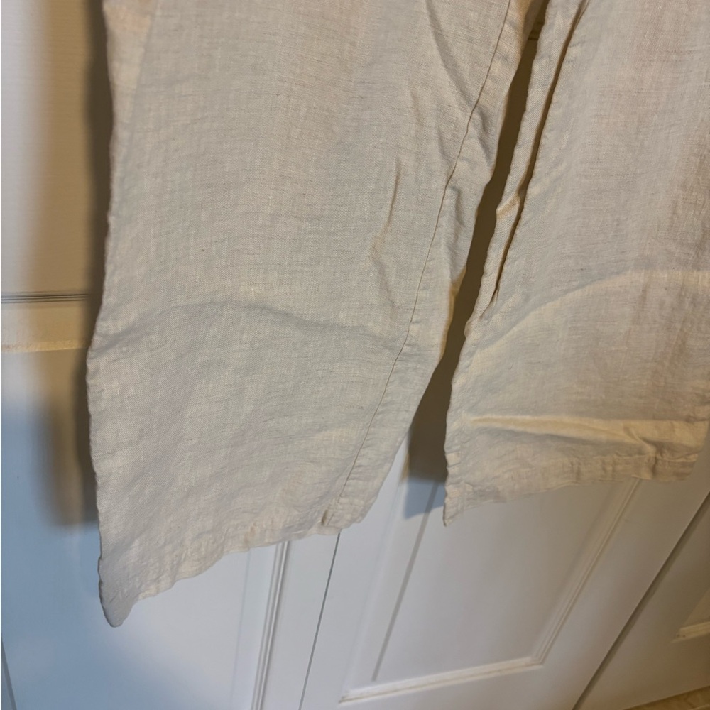100% linen pull on wide leg pants neutral boho coastal spring vacation lagenlook - Picture 5 of 6